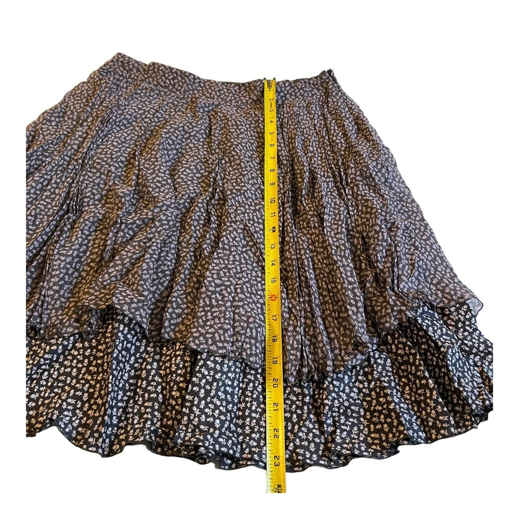 SportMax Ruffle Layered Max Mara Italy Midi Full Seta Silk Floral Skirt Size 8