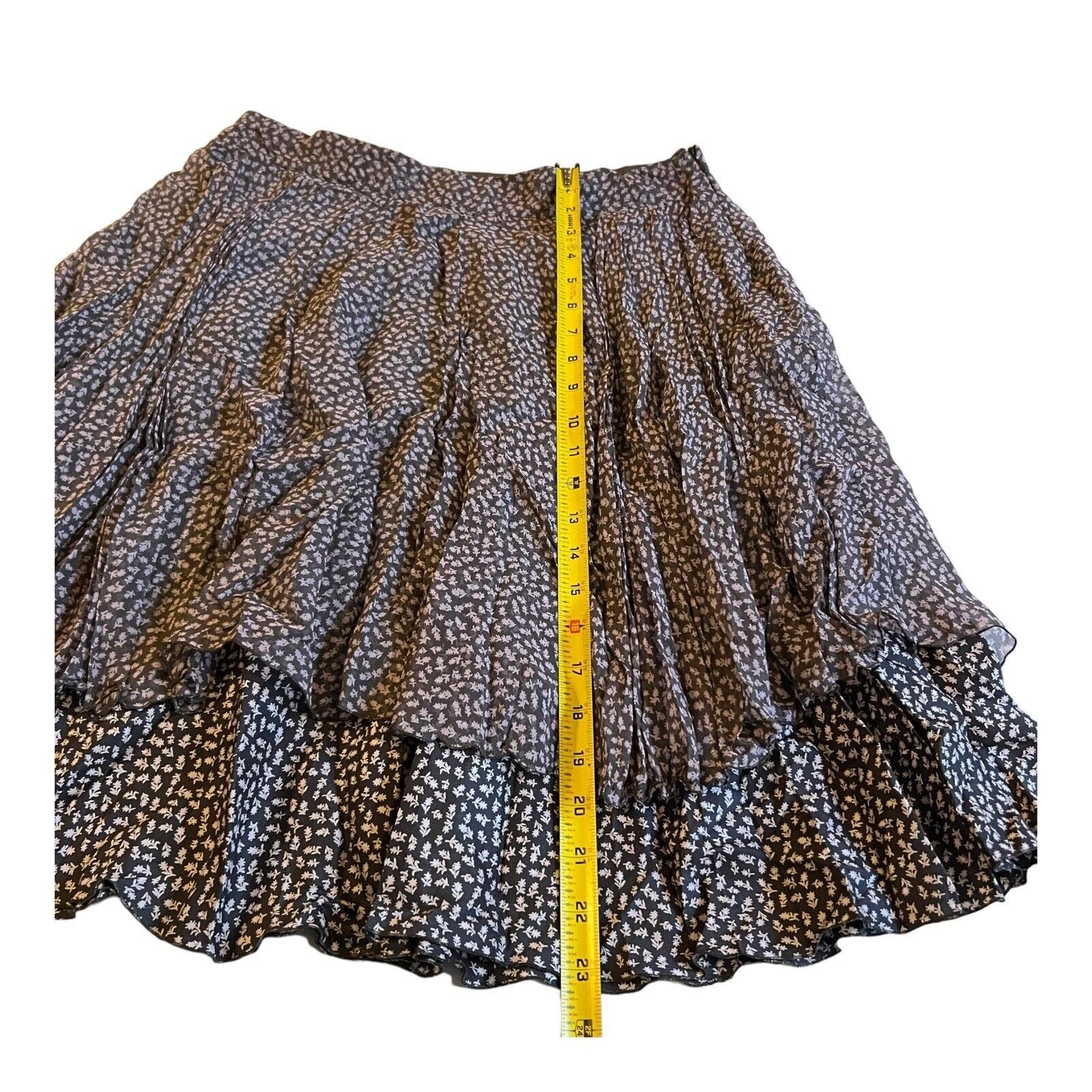 SportMax Ruffle Layered Max Mara Italy Midi Full Seta Silk Floral Skirt Size 8
