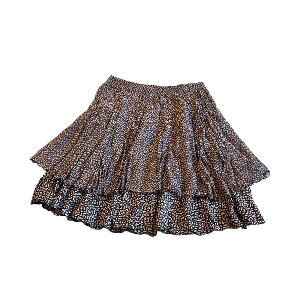 SportMax Ruffle Layered Max Mara Italy Midi Full Seta Silk Floral Skirt Size 8
