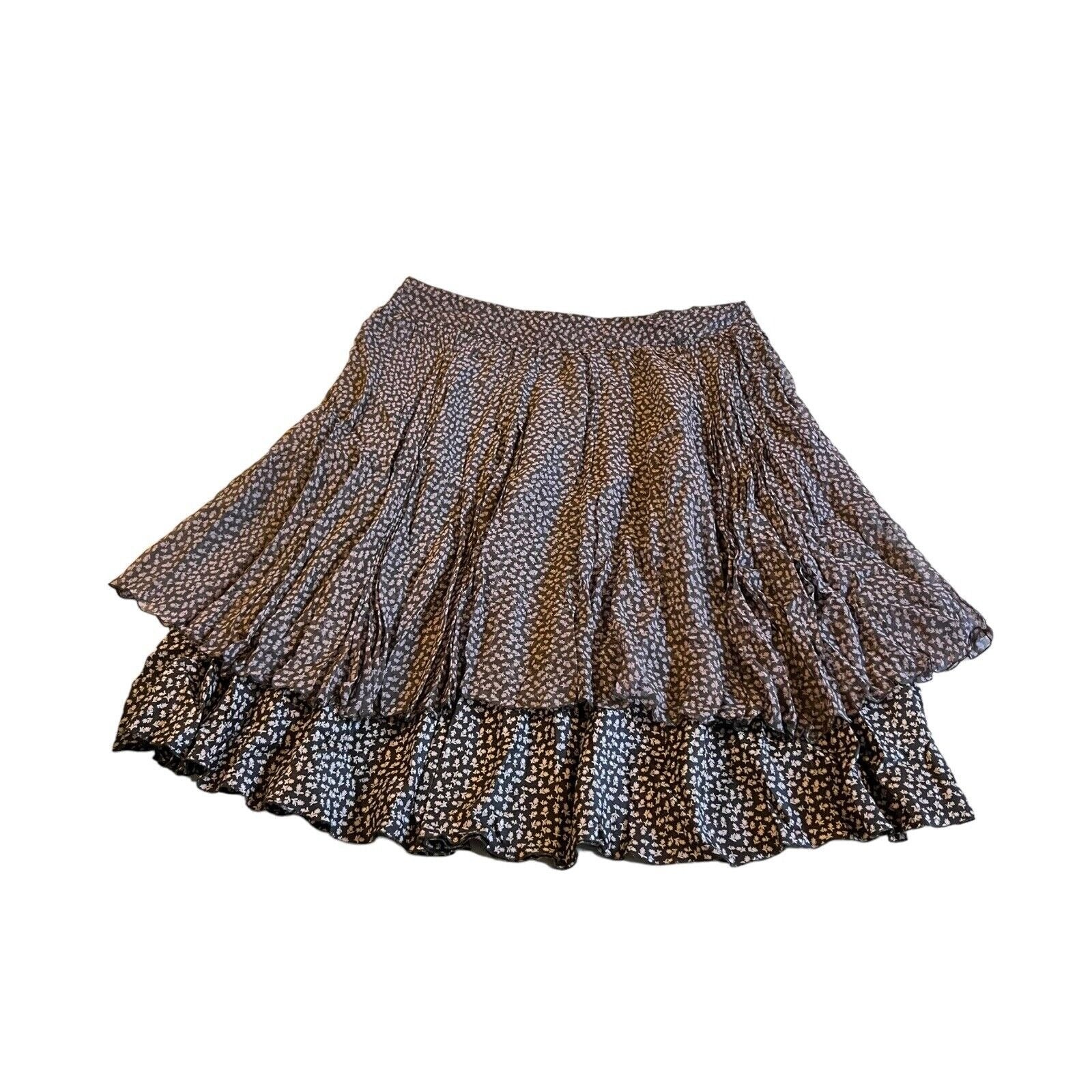 SportMax Ruffle Layered Max Mara Italy Midi Full Seta Silk Floral Skirt Size 8