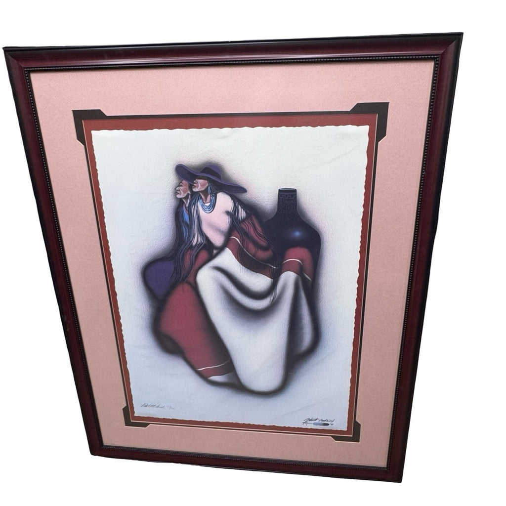 Robert Redbird Signed Two Women LE Native American Art 112/350 Frame 45x56 Mat