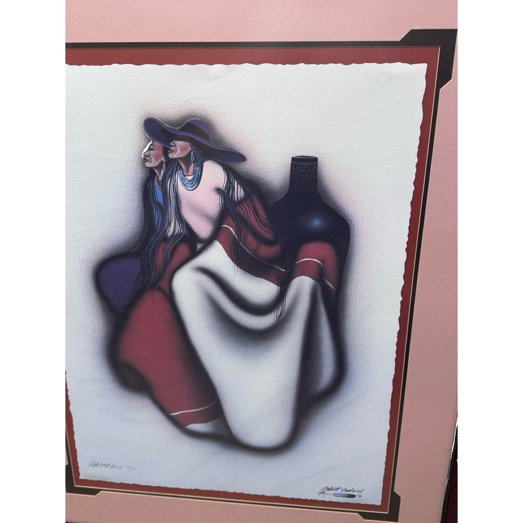Robert Redbird Signed Two Women LE Native American Art 112/350 Frame 45x56 Mat