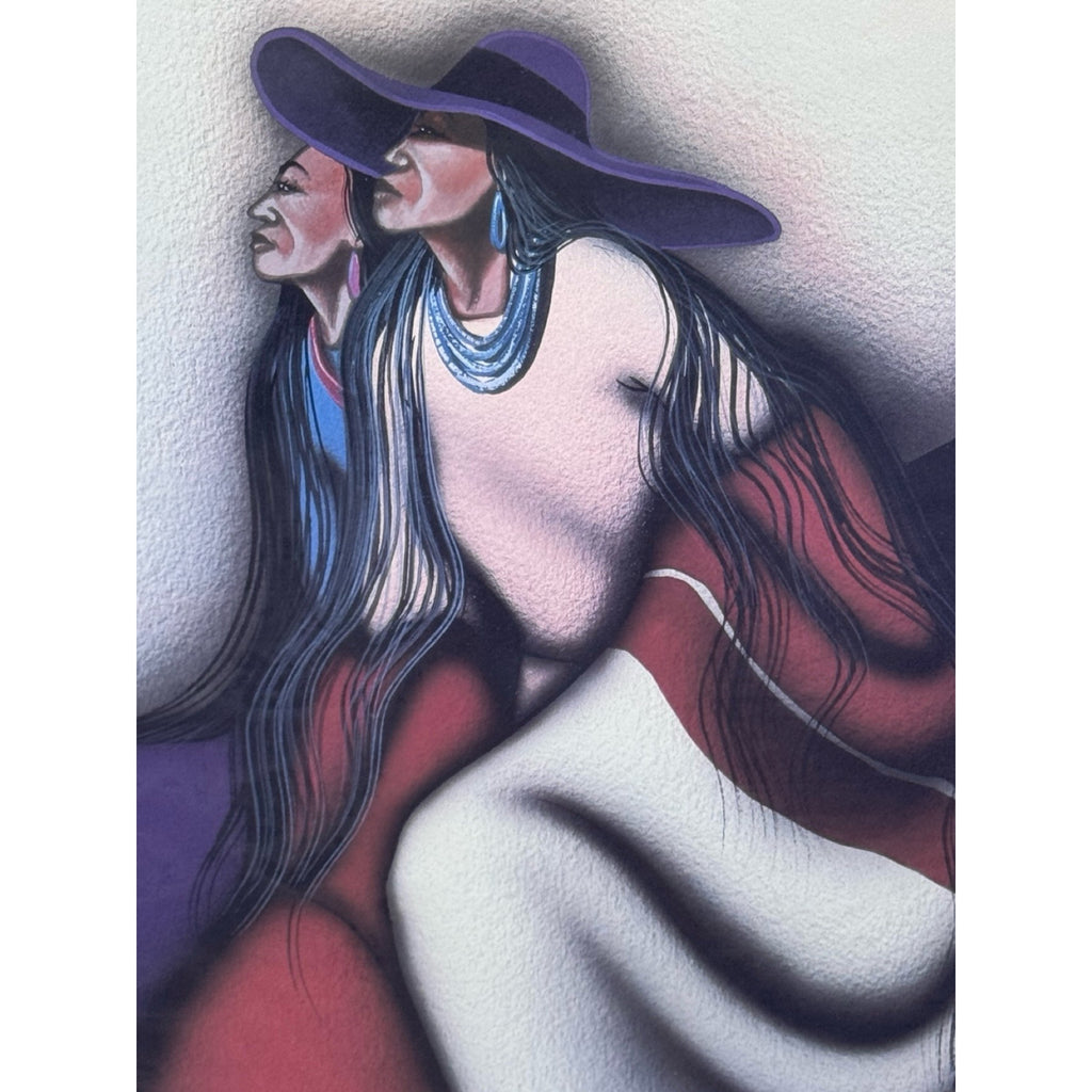 Robert Redbird Signed Two Women LE Native American Art 112/350 Frame 45x56 Mat