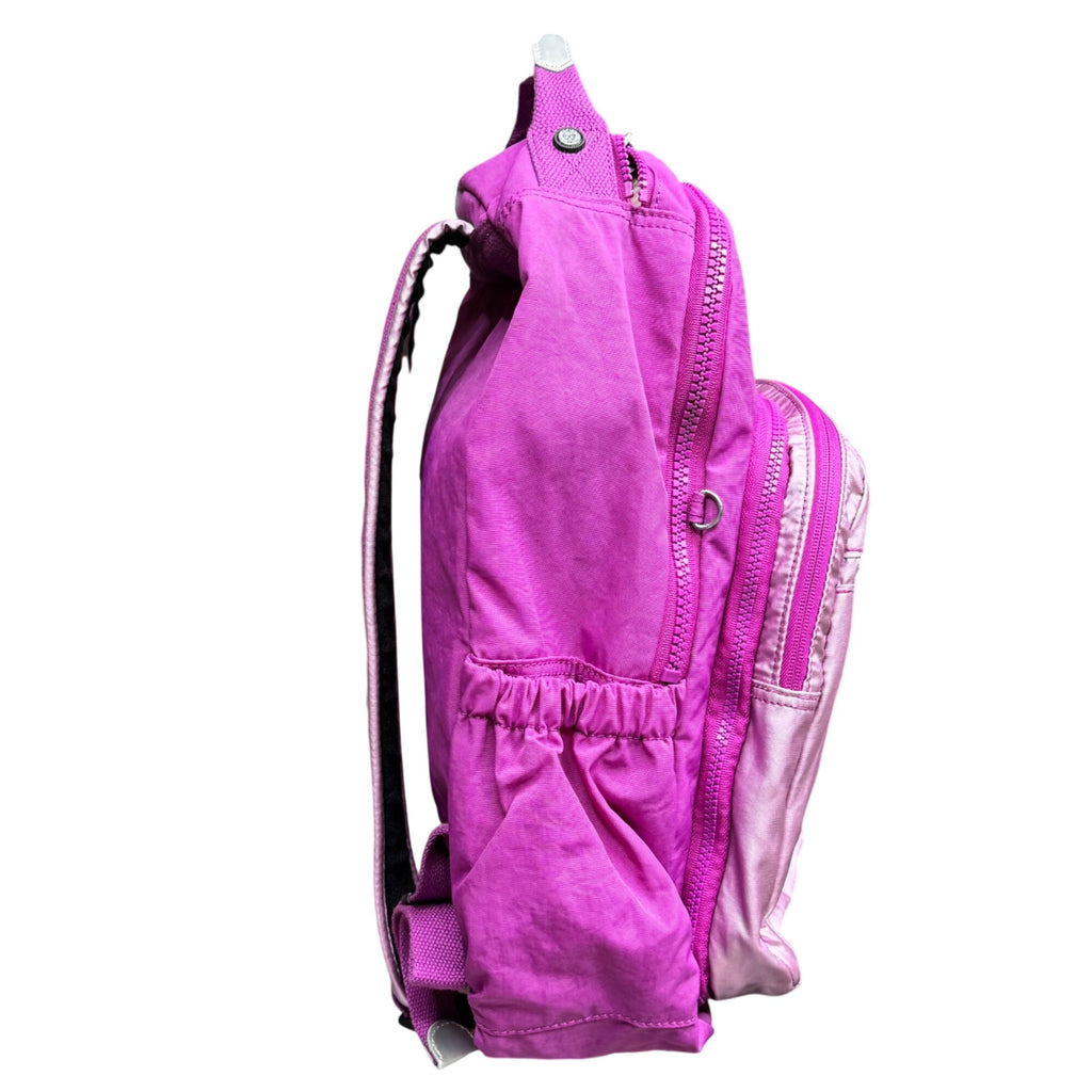 Kipling Seoul Large Backpack Lightweight Purple Pink Laptop 15" Pocket Metallic