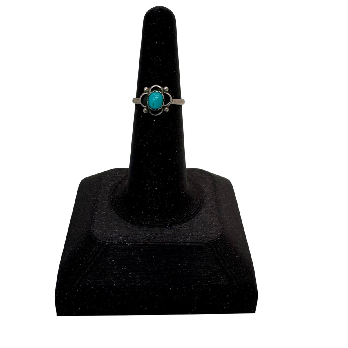 Navajo Southwest RIng Vintage Sterling Silver Turquoise Ring Size 4 Floral