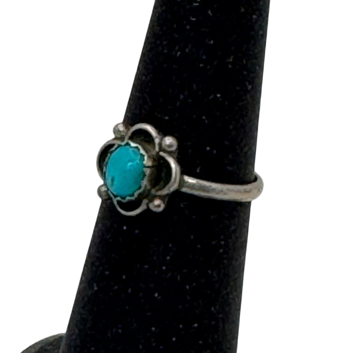 Navajo Southwest RIng Vintage Sterling Silver Turquoise Ring Size 4 Floral
