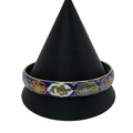 Vintage Cloisonné Floral Bangle Bracelet Gold Trim Made Beijing China 8" Enamel