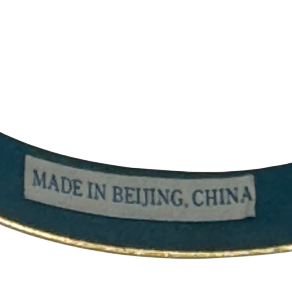 Vintage Cloisonné Floral Bangle Bracelet Gold Trim Made Beijing China 8" Enamel