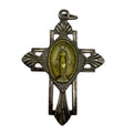 Miraculous Mary Enamel Sterling Silver Cross Pendant Virgin Mary Medal 1.5" Vtg