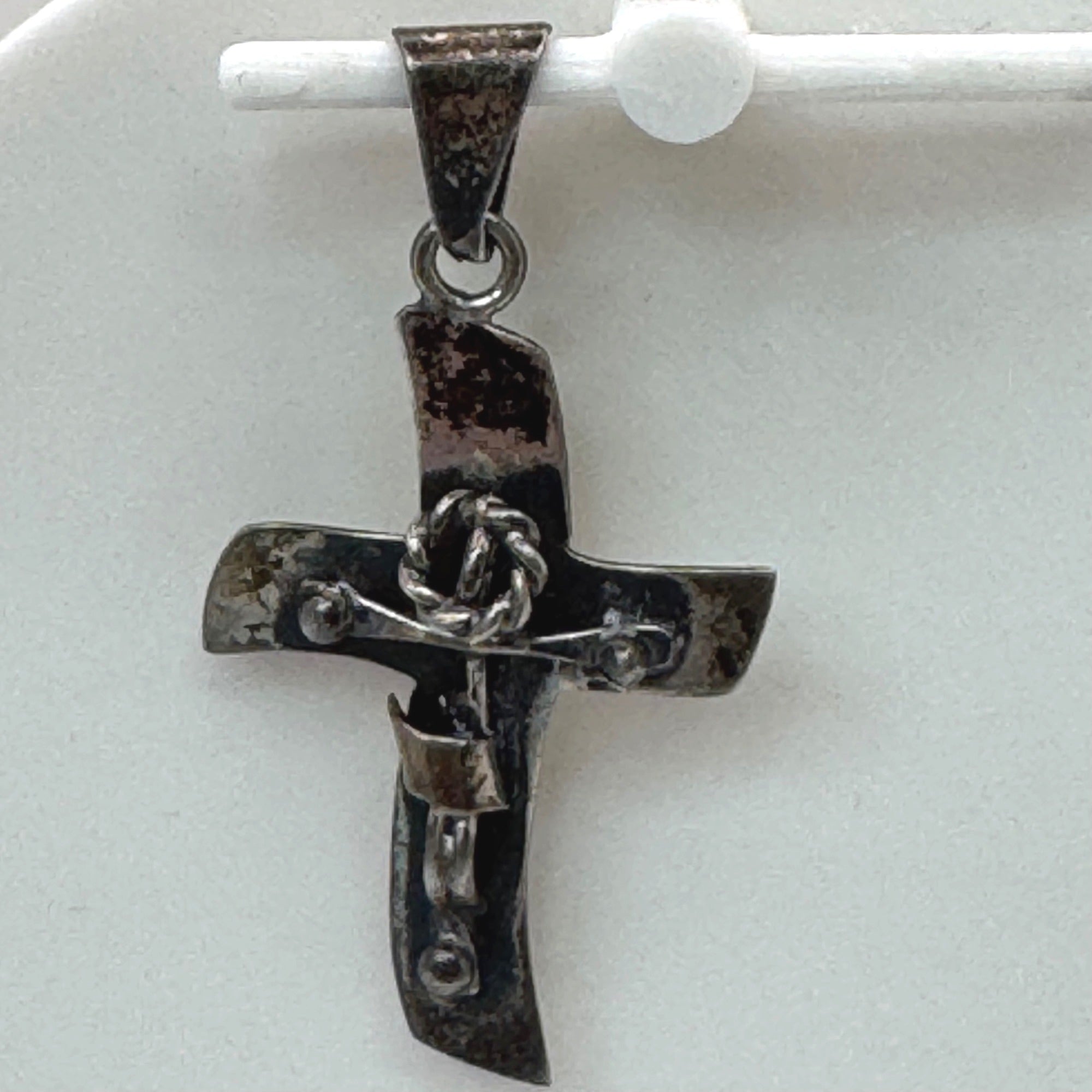 Sterling Silver Cross Pendant Crucifix Signed Mexico Vintage 1.75" Charm Medal