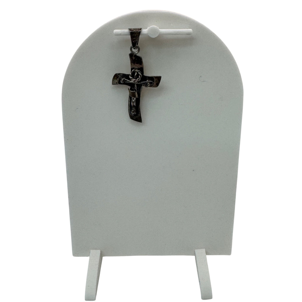 Sterling Silver Cross Pendant Crucifix Signed Mexico Vintage 1.75" Charm Medal