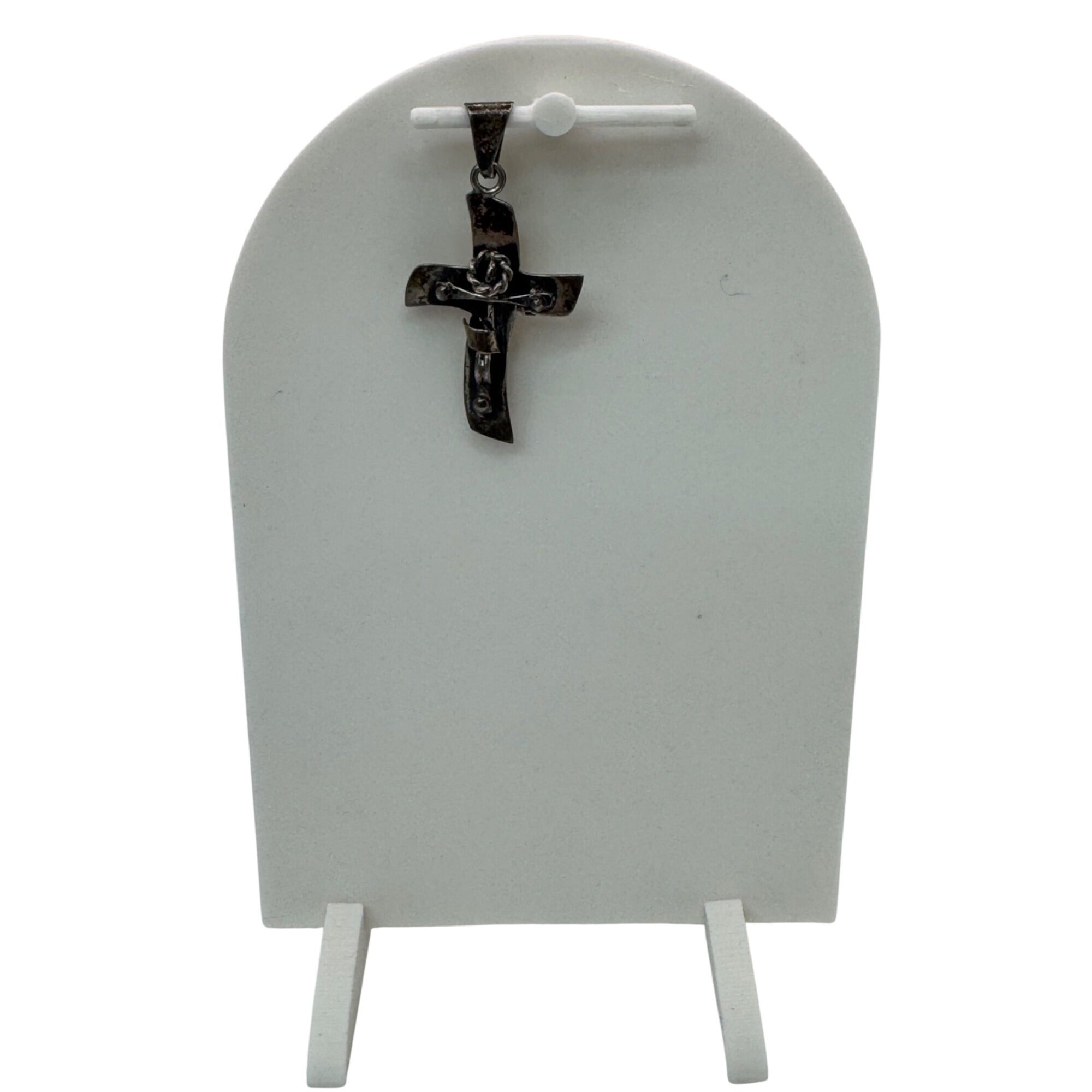 Sterling Silver Cross Pendant Crucifix Signed Mexico Vintage 1.75" Charm Medal