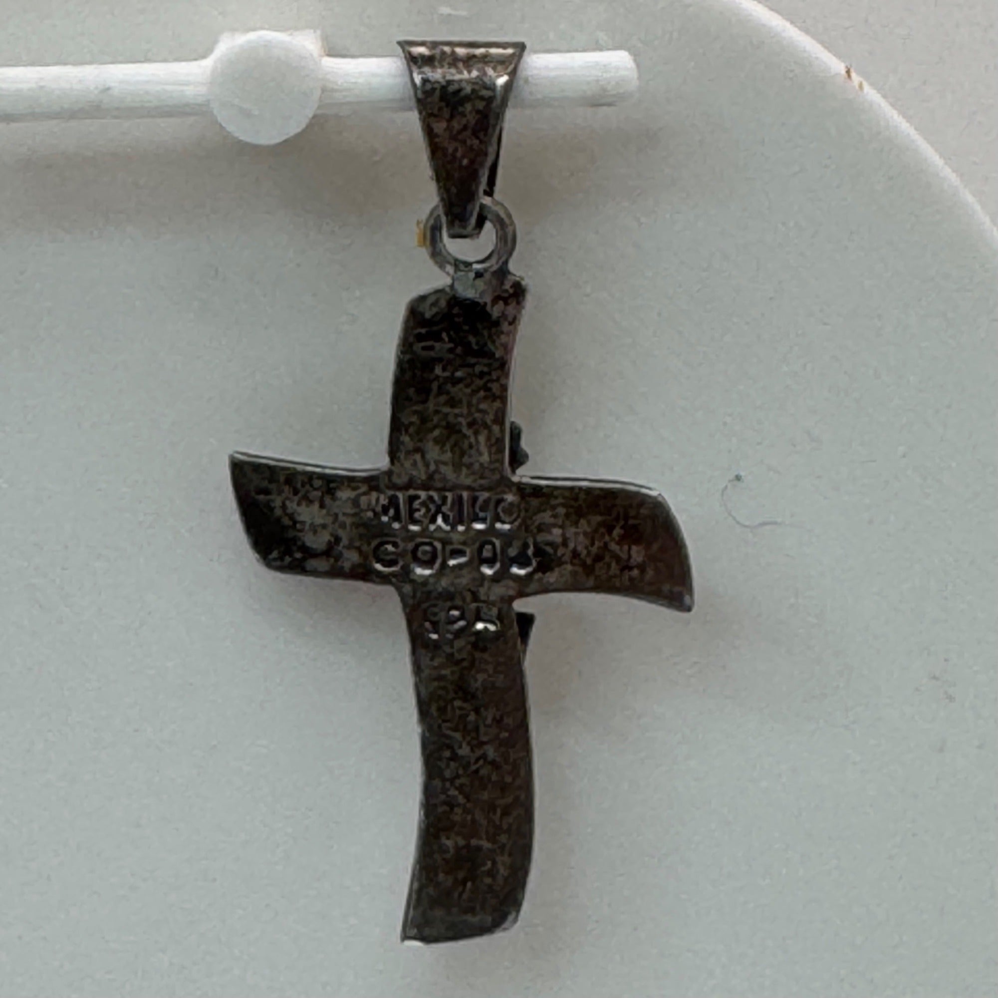 Sterling Silver Cross Pendant Crucifix Signed Mexico Vintage 1.75" Charm Medal