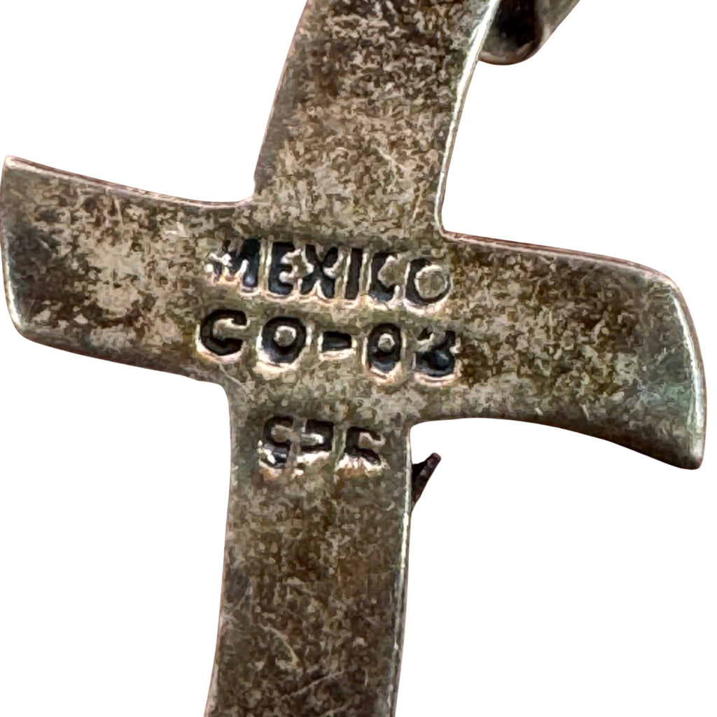 Sterling Silver Cross Pendant Crucifix Signed Mexico Vintage 1.75" Charm Medal