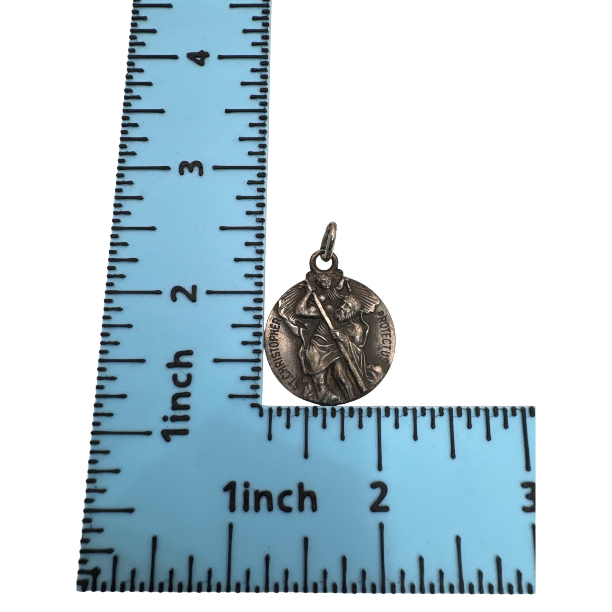 Sterling Silver St. Christopher Pendant Charm M. De Jean Vintage 1.25" Religious