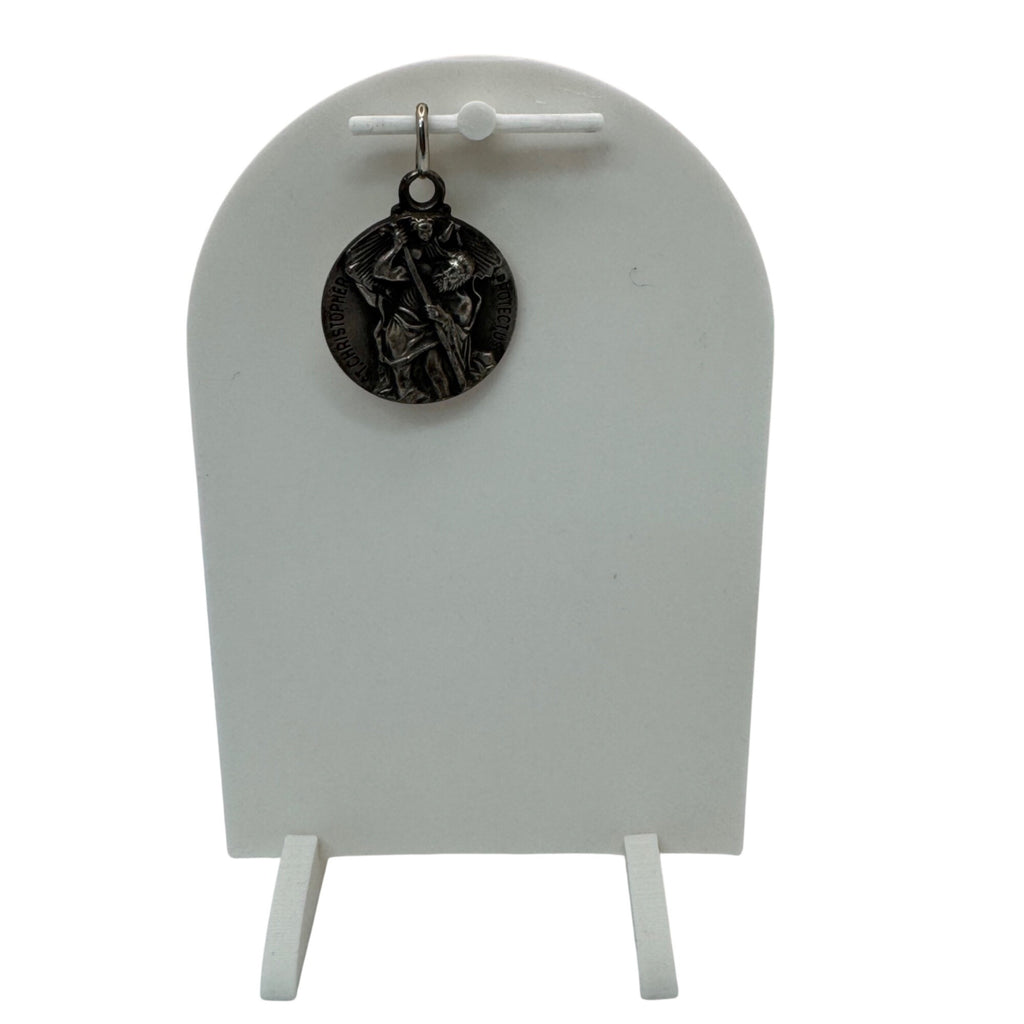 Sterling Silver St. Christopher Pendant Charm M. De Jean Vintage 1.25" Religious
