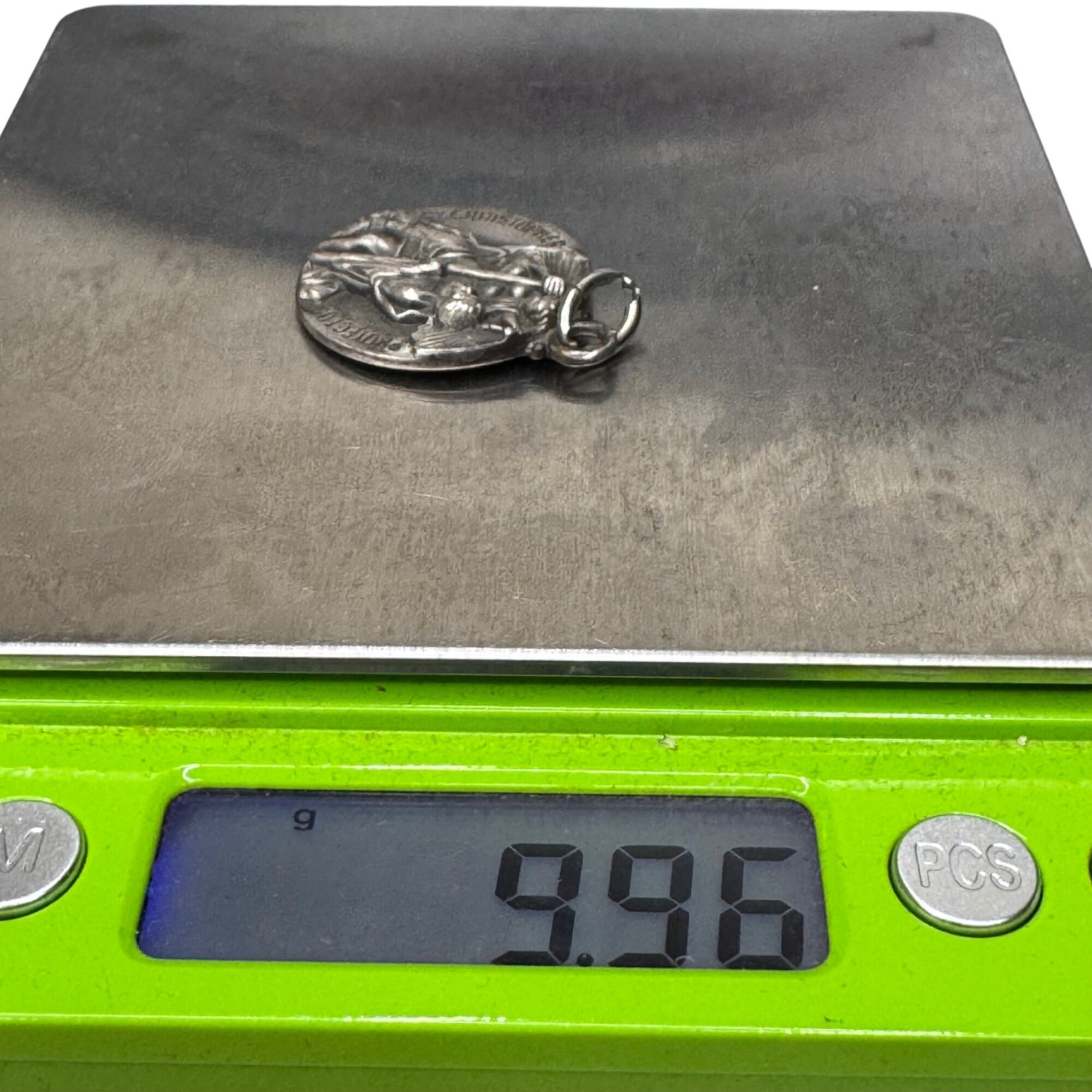 Sterling Silver St. Christopher Pendant Charm M. De Jean Vintage 1.25" Religious