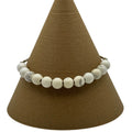 White Buffalo Howlite Bracelet Beaded Adjustable Sterling Silver Snake 6" 7" 8"