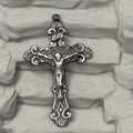 Detailed Crucifix Cross Sterling Silver 925 INRI Catholic Pendant Charm Medal 2"