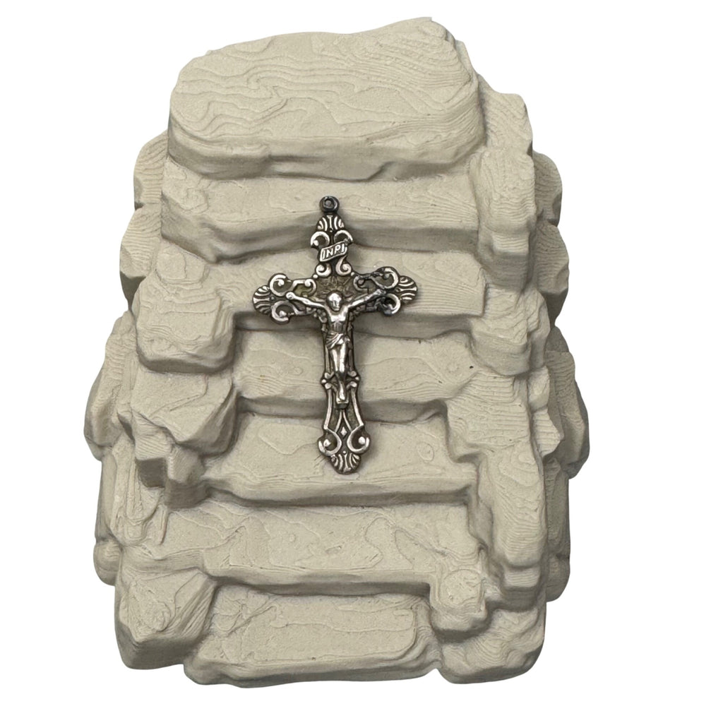 Detailed Crucifix Cross Sterling Silver 925 INRI Catholic Pendant Charm Medal 2"