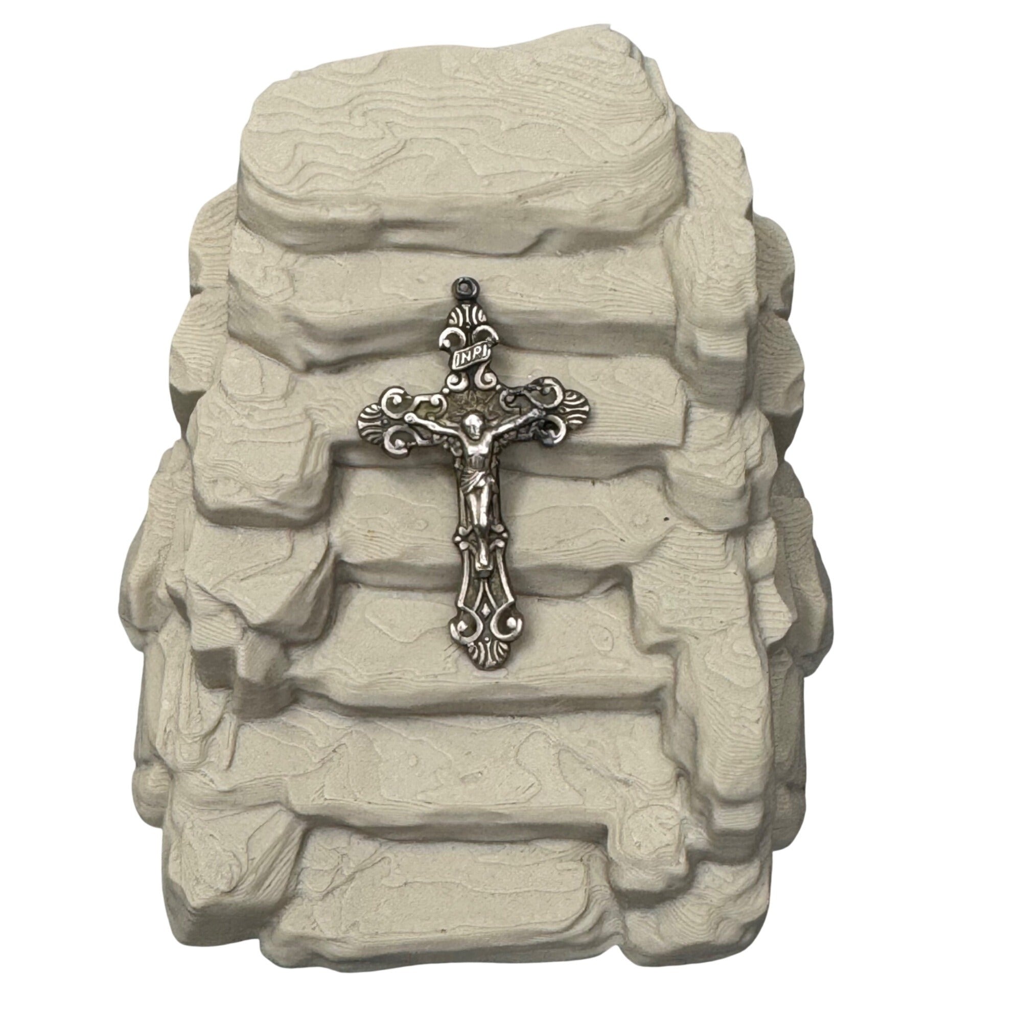 Detailed Crucifix Cross Sterling Silver 925 INRI Catholic Pendant Charm Medal 2"