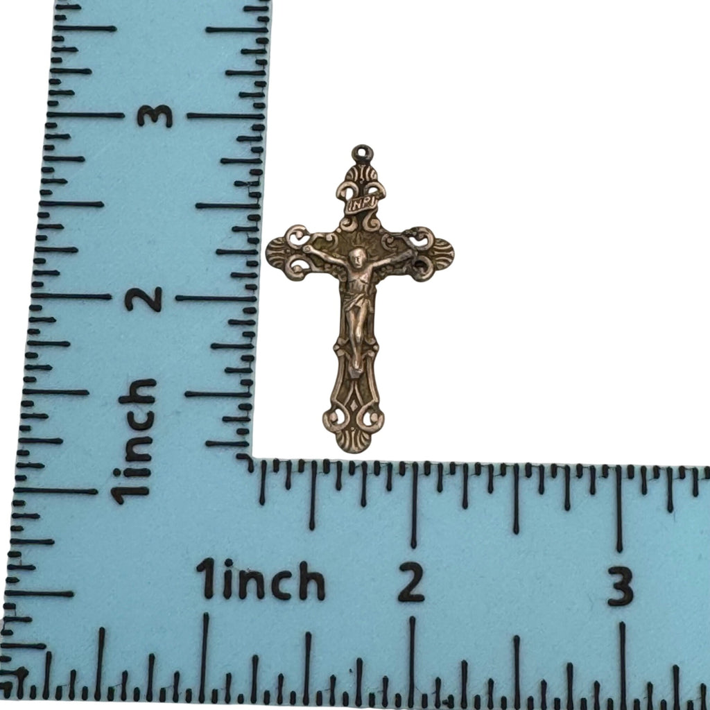 Detailed Crucifix Cross Sterling Silver 925 INRI Catholic Pendant Charm Medal 2"