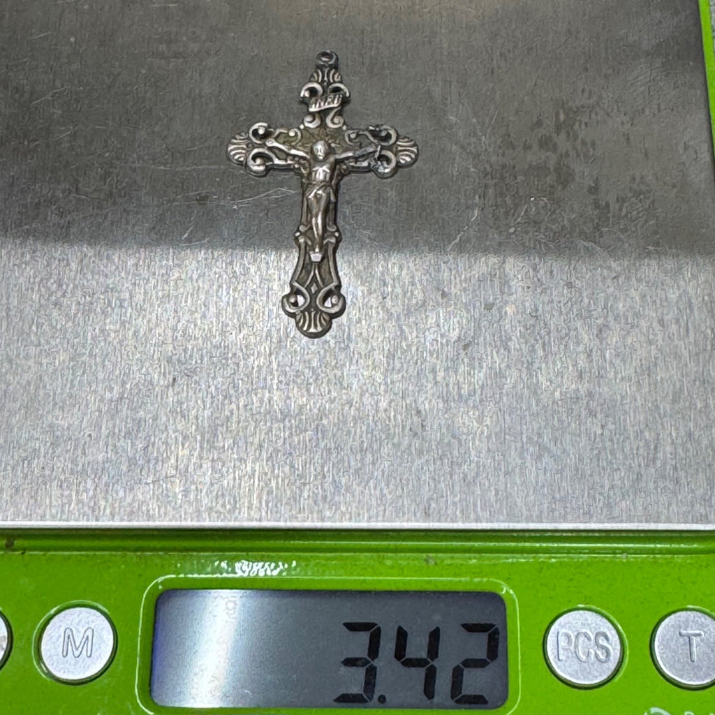Detailed Crucifix Cross Sterling Silver 925 INRI Catholic Pendant Charm Medal 2"