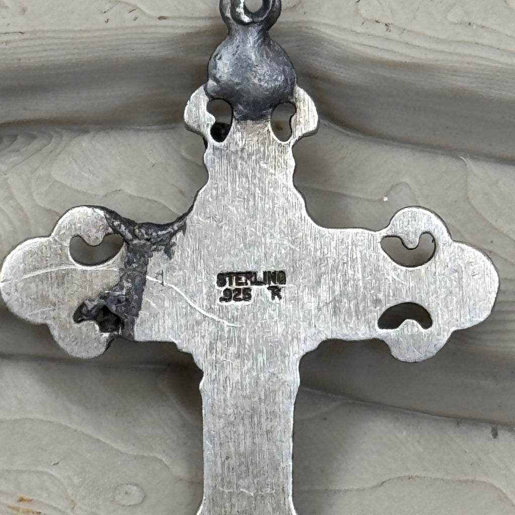 Detailed Crucifix Cross Sterling Silver 925 INRI Catholic Pendant Charm Medal 2"