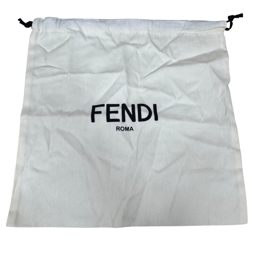 Fendi Roma Cream Dust Bag Pouch Drawstring with Black Logo 12" X 12" Authentic
