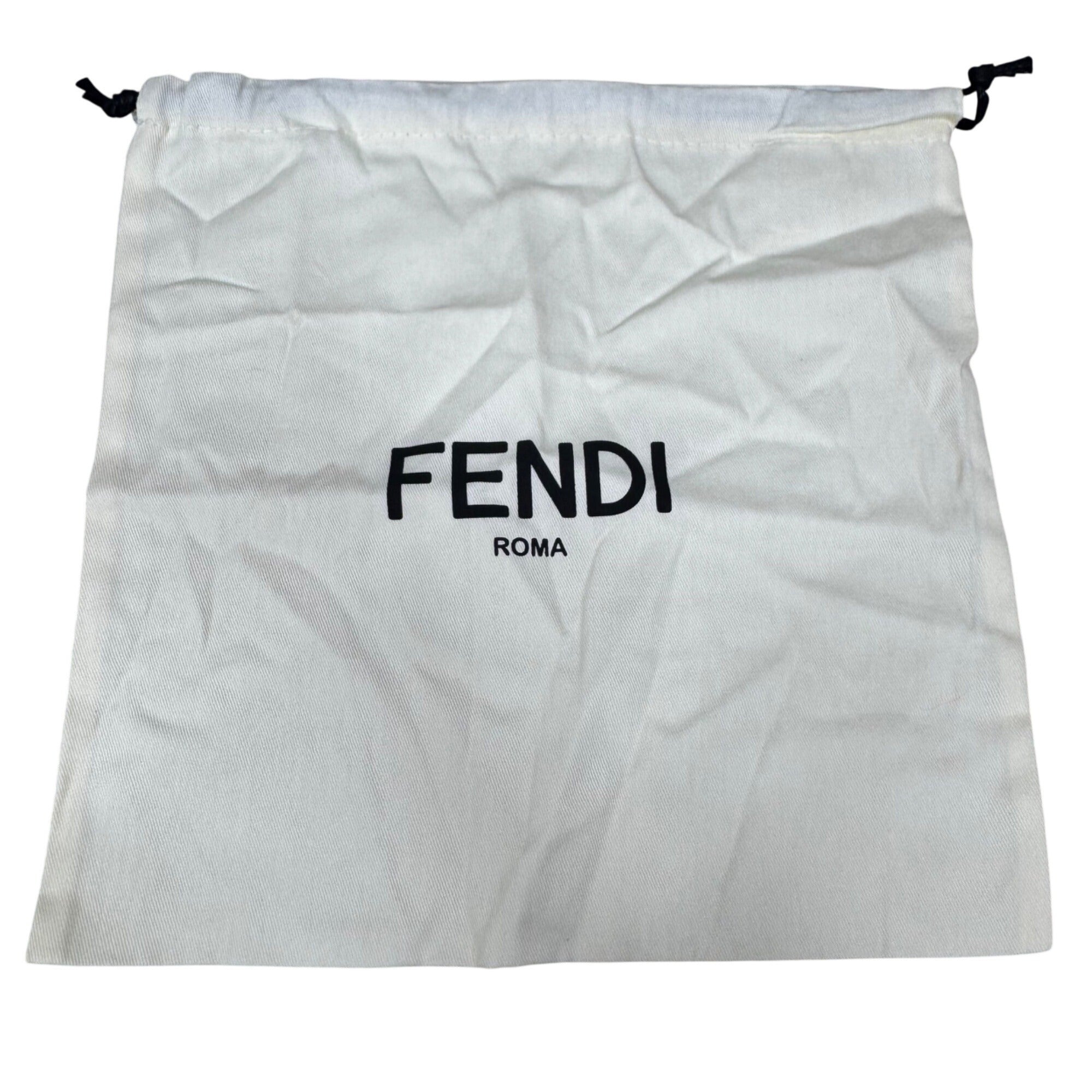 Fendi Roma Cream Dust Bag Pouch Drawstring with Black Logo 12" X 12" Authentic