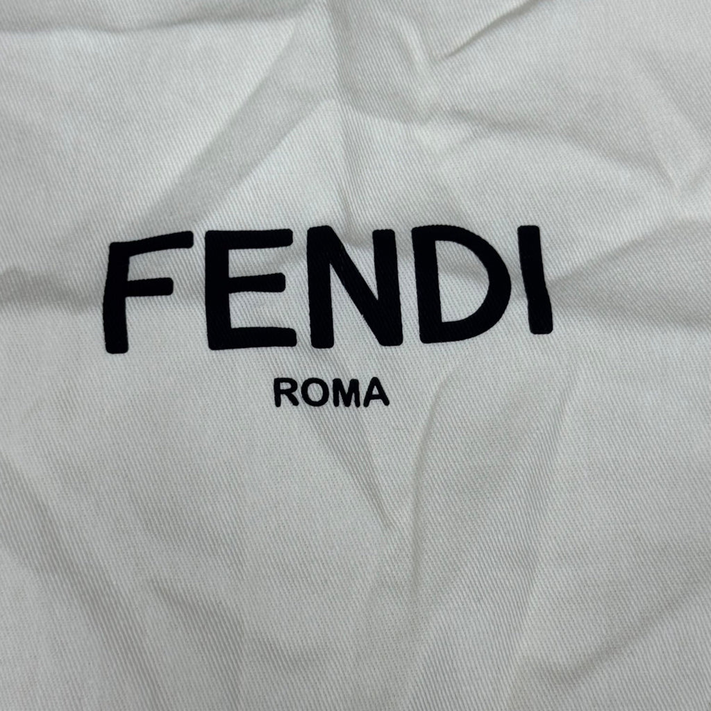 Fendi Roma Cream Dust Bag Pouch Drawstring with Black Logo 12" X 12" Authentic