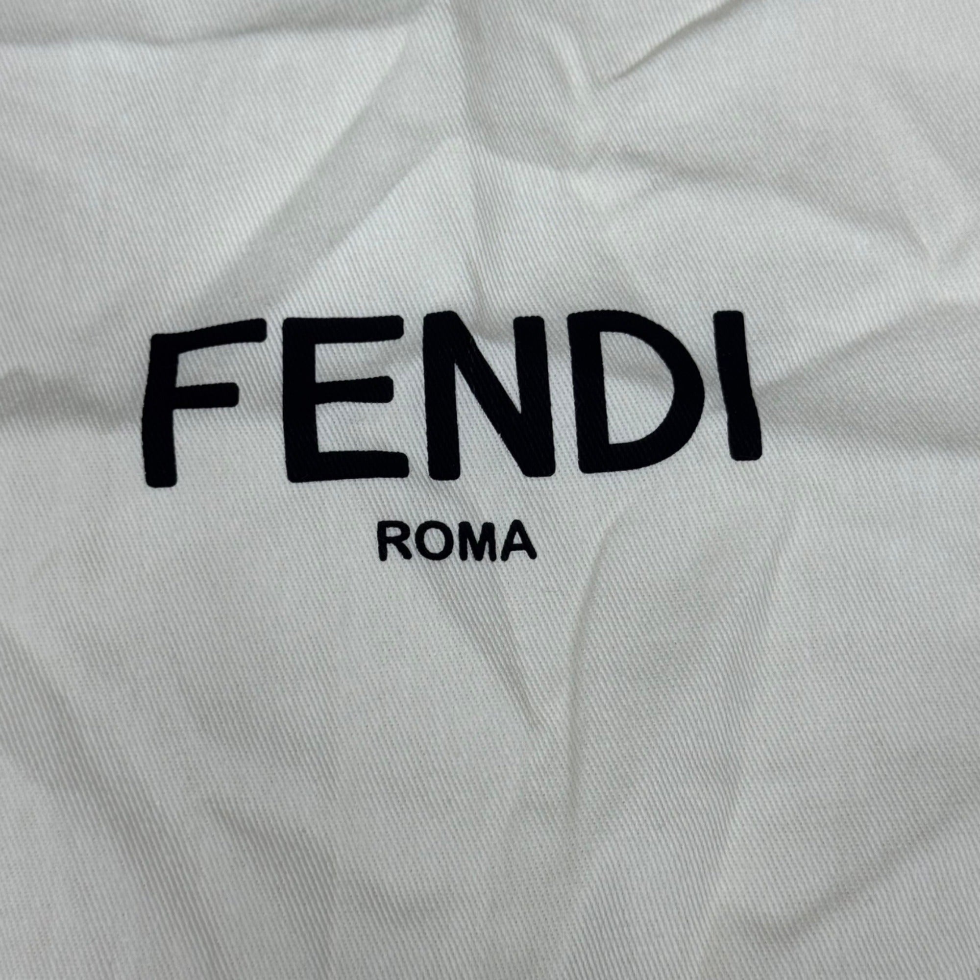Fendi Roma Cream Dust Bag Pouch Drawstring with Black Logo 12" X 12" Authentic