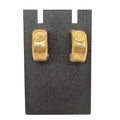 Raffiné Vintage 1980s Textured Coin Medallion Hoop Clip On Earrings Gold Plated