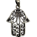 Powerful 925 Sterling Silver Hamsa Kabbalah Pendant Yemenite Filagree 1" Estate