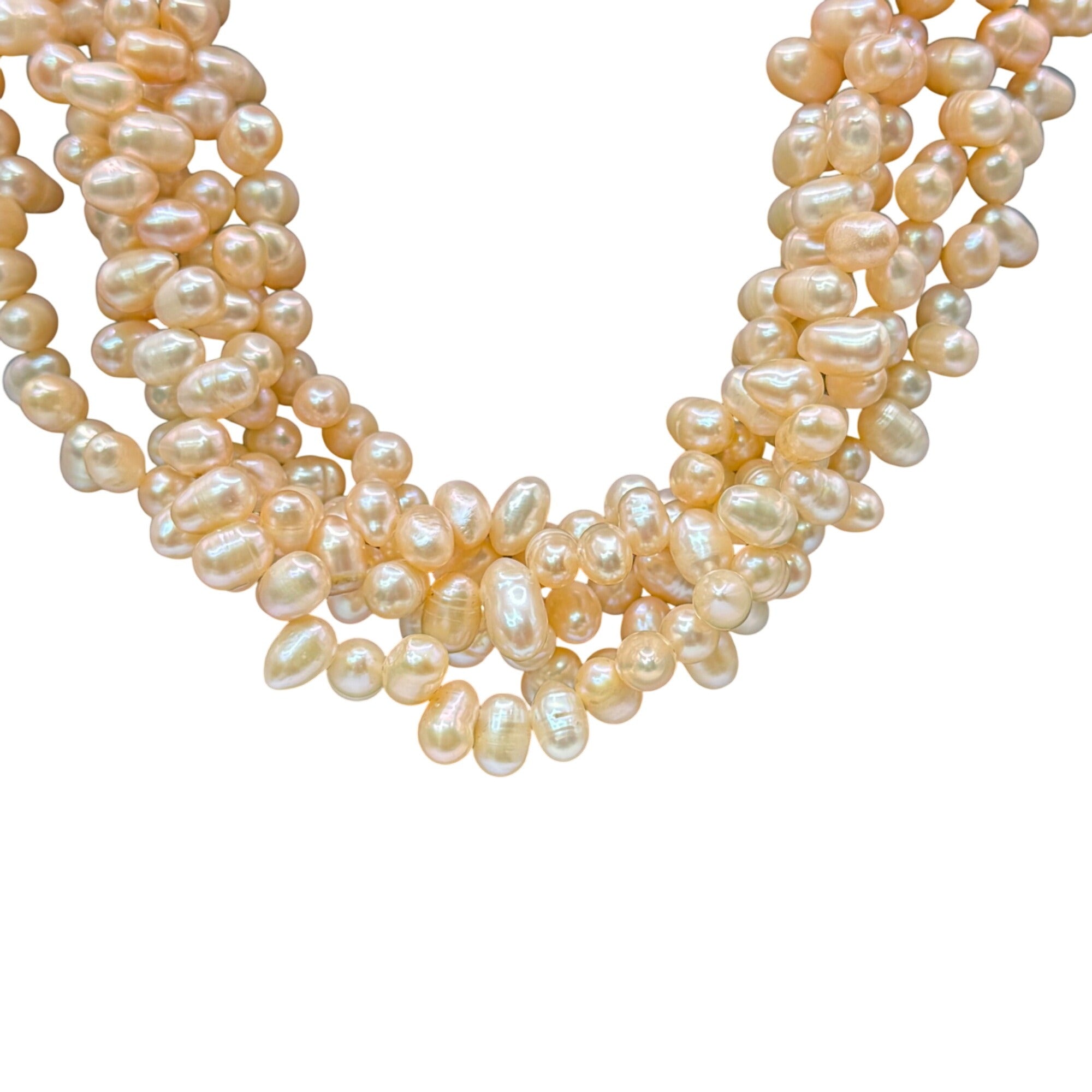 Multi-Strand Freshwater Pearl Necklace Champagne Color By Stauer 20" Statement