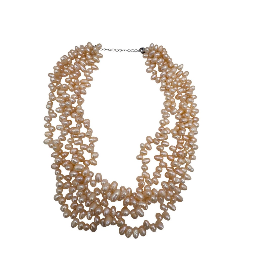 Multi-Strand Freshwater Pearl Necklace Champagne Color By Stauer 20" Statement