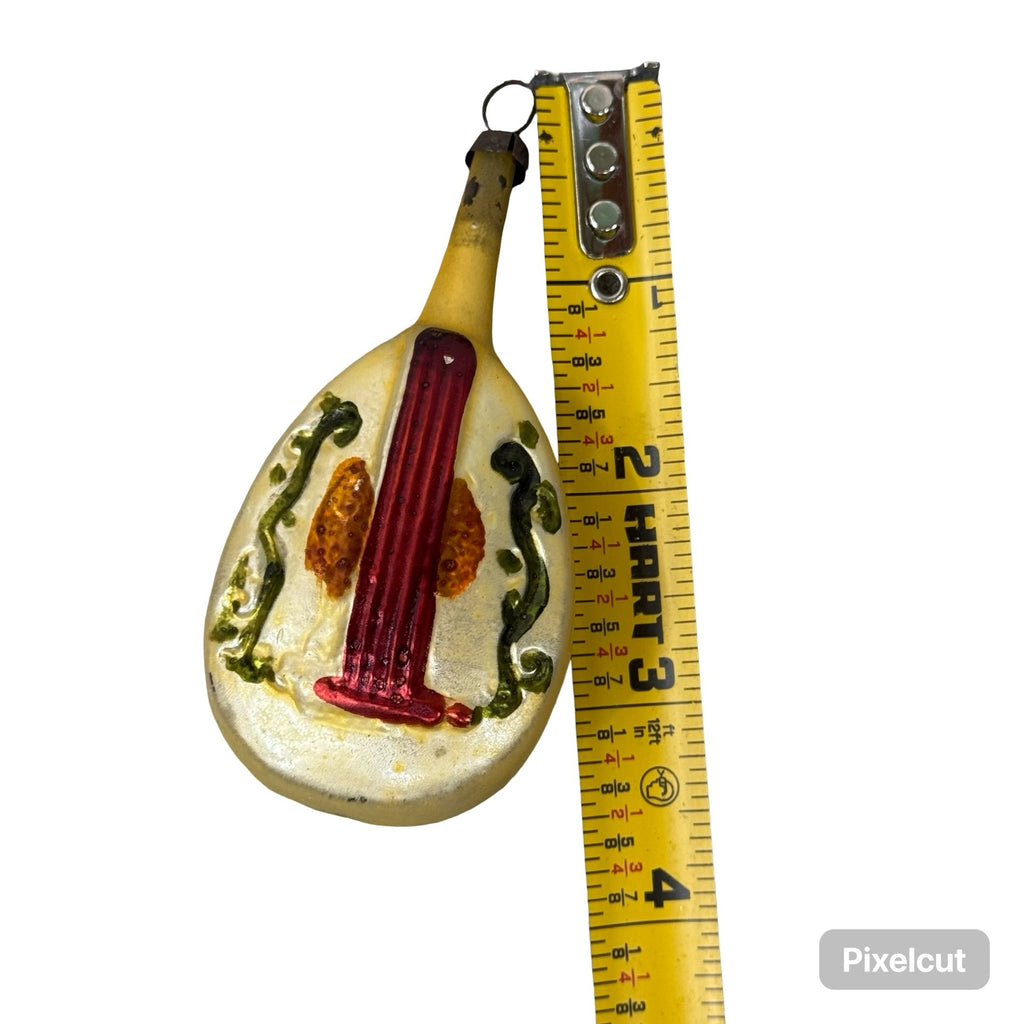 Vintage Mandolin Cello Figural Christmas Ornament Mercury Glass Germany Guitar