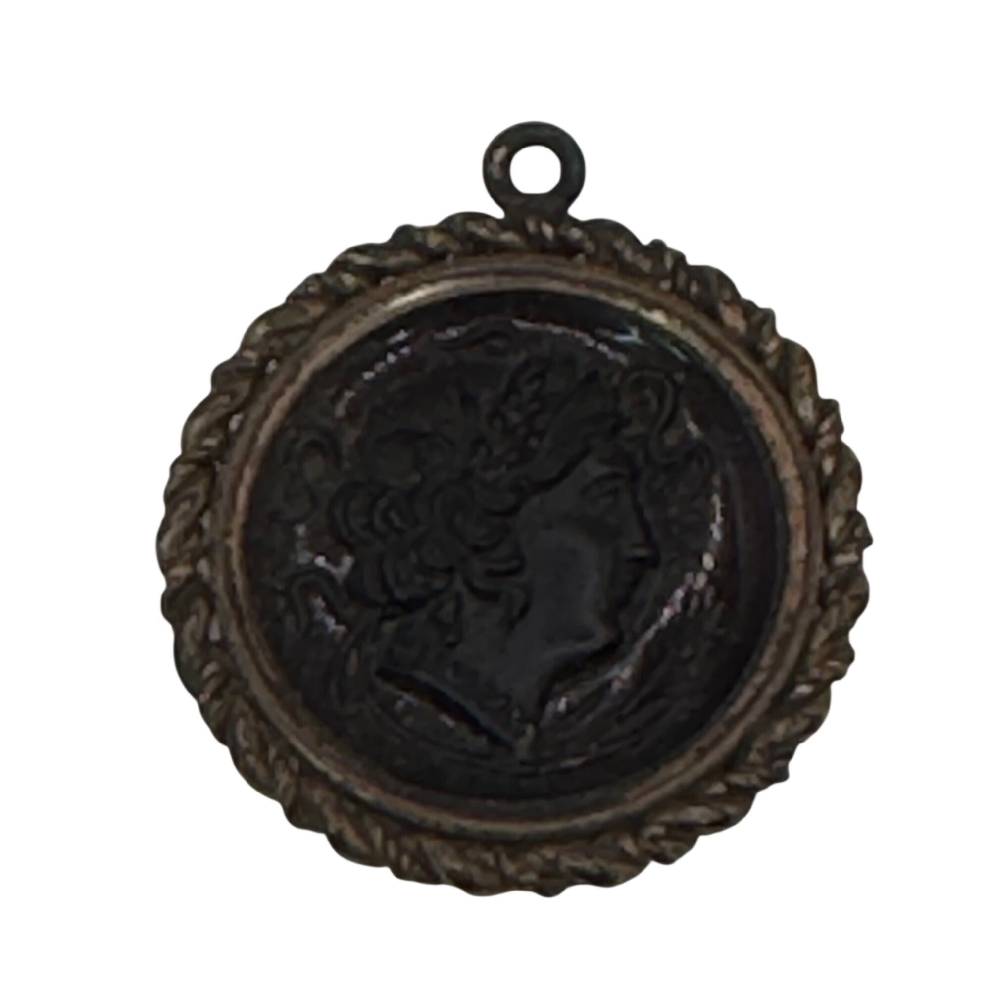Antique Decorated Carnelian Orange Rope Trim Root Beer Cameo Watch Fob Pendant 1"
