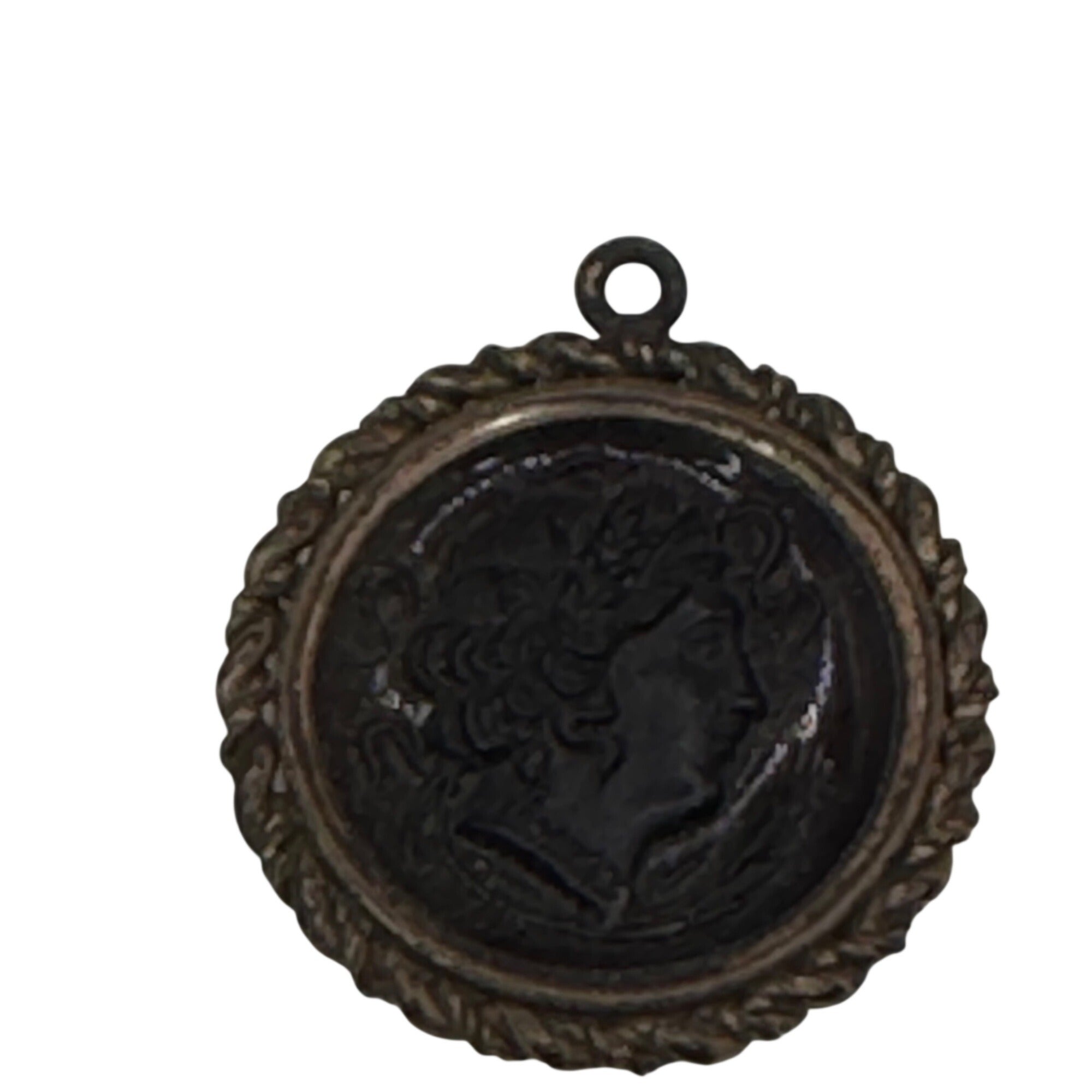 Antique Decorated Carnelian Orange Rope Trim Root Beer Cameo Watch Fob Pendant 1"