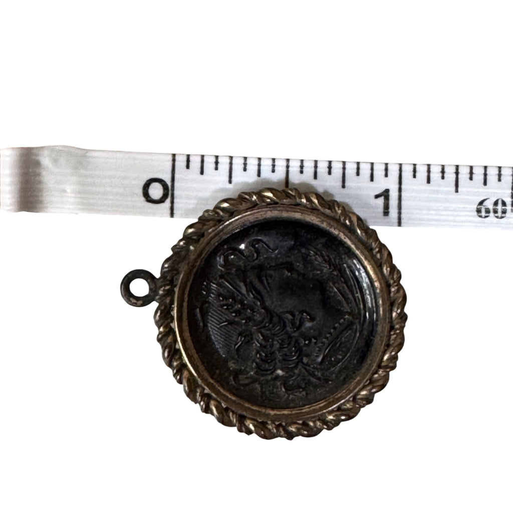 Antique Decorated Carnelian Orange Rope Trim Root Beer Cameo Watch Fob Pendant 1"