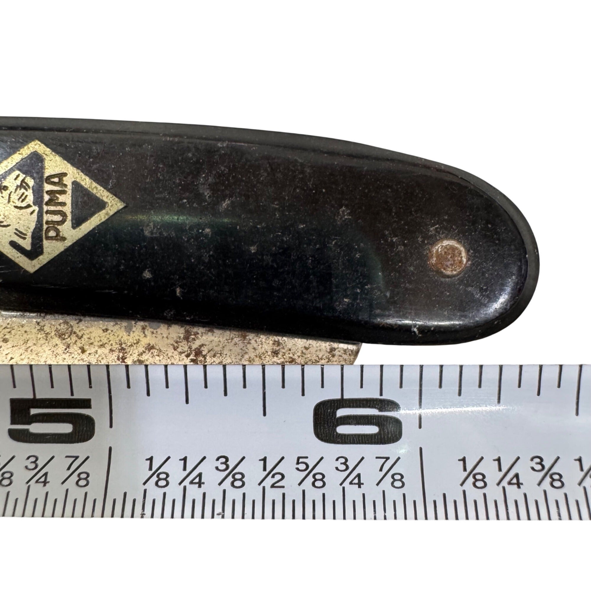 Puma Solingen Straight Razor Vtg Black Handle 5/8" Blade Special Germany 68 READ