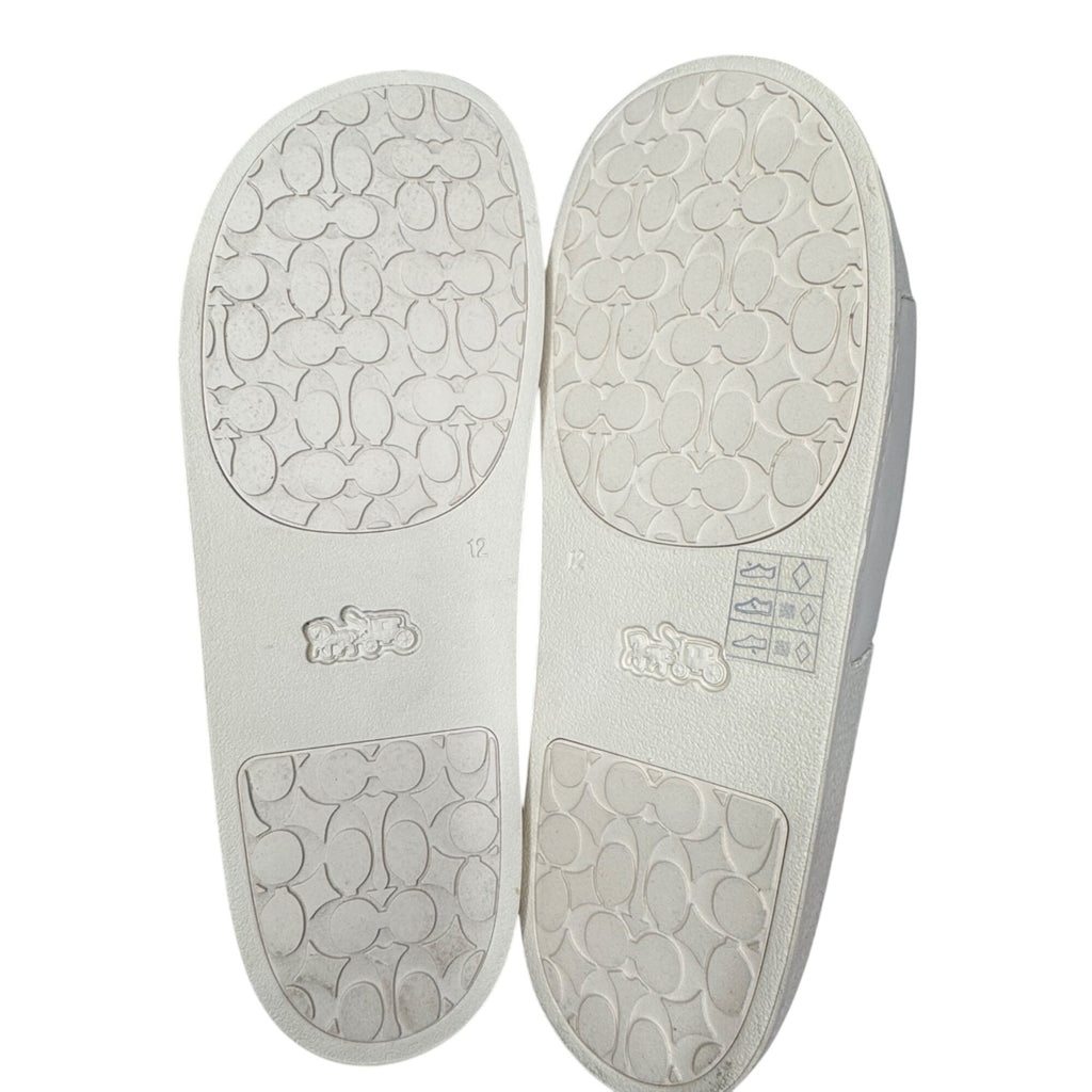 Coach Mens Pride Rainbow Logo Ivory Slides Size 12D Comfortable Slip-On Sandals