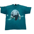 Vintage Habitat Manatee AOP Mens Large Aqua Blue Ocean Nature Diving School Tee