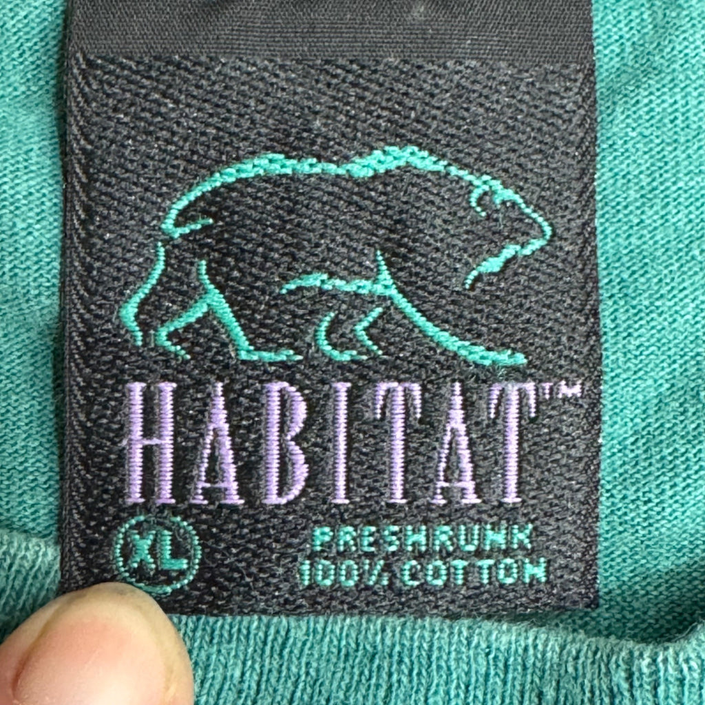 Vintage Habitat Manatee AOP Mens Large Aqua Blue Ocean Nature Diving School Tee