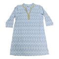 Sunsets & Sweet Tea Womens Blue & White Gold Geometric Tunic Dress Midi Summer