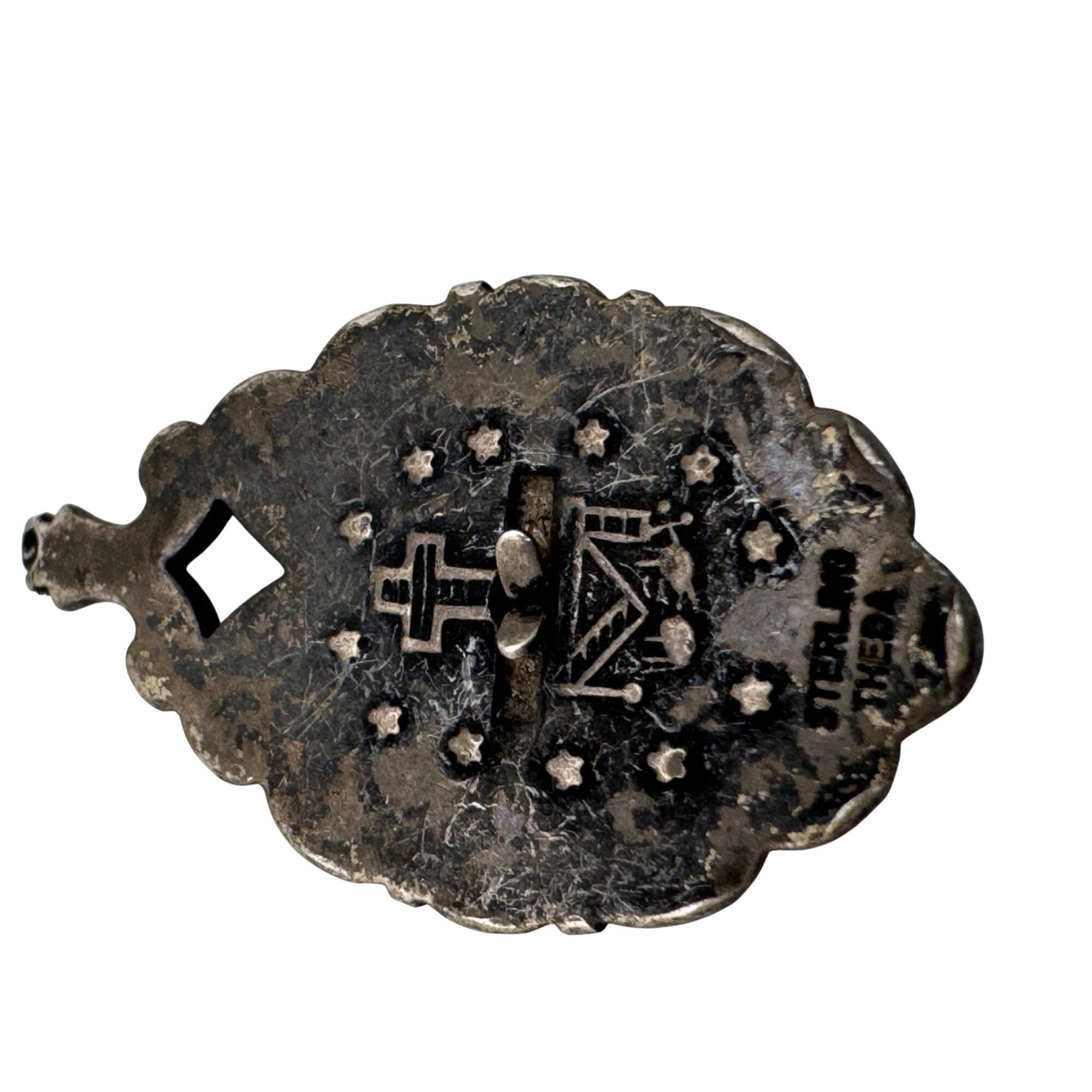 Miraculous Mother Mary Madonna Marcasite Pendant Necklace Theda Sterling Silver