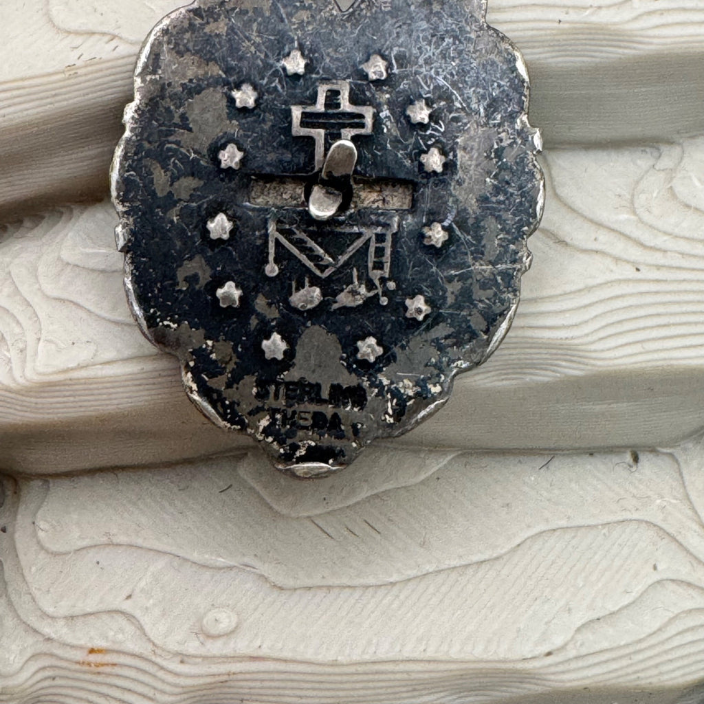 Miraculous Mother Mary Madonna Marcasite Pendant Necklace Theda Sterling Silver