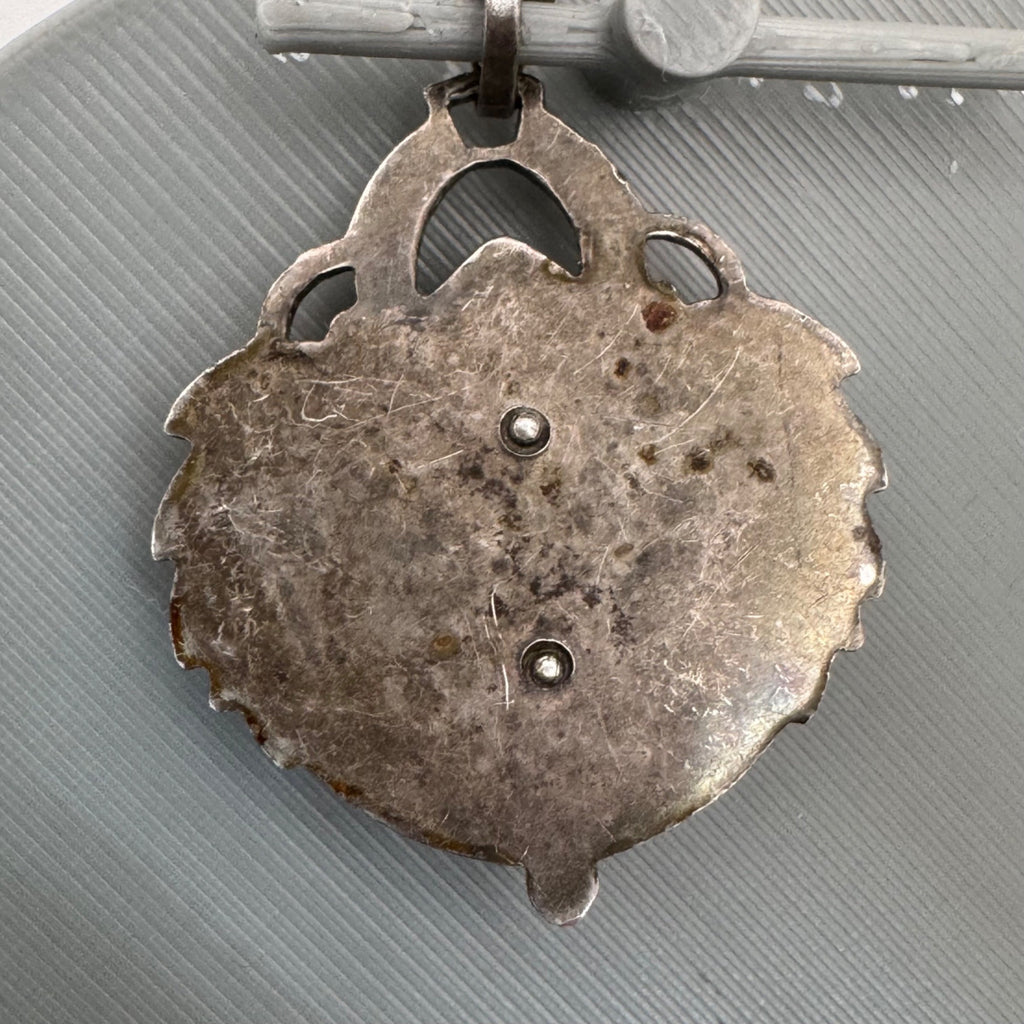 Miraculous Mary Medal Pendant Mother Of Pearl Marcasite Inlay Sterling Silver