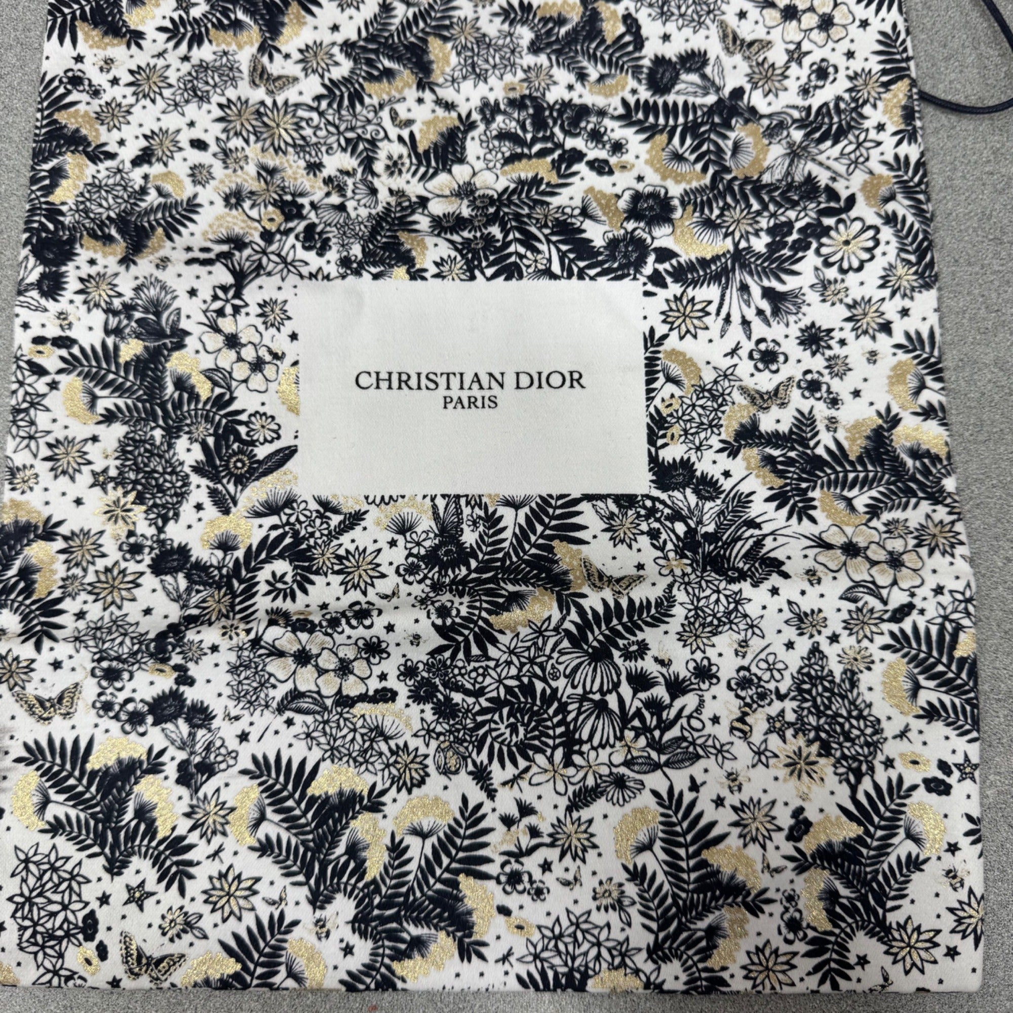 Christian Dior Paris Floral Holiday 2021 Drawstring Pouch Dust Bag Gold & Black