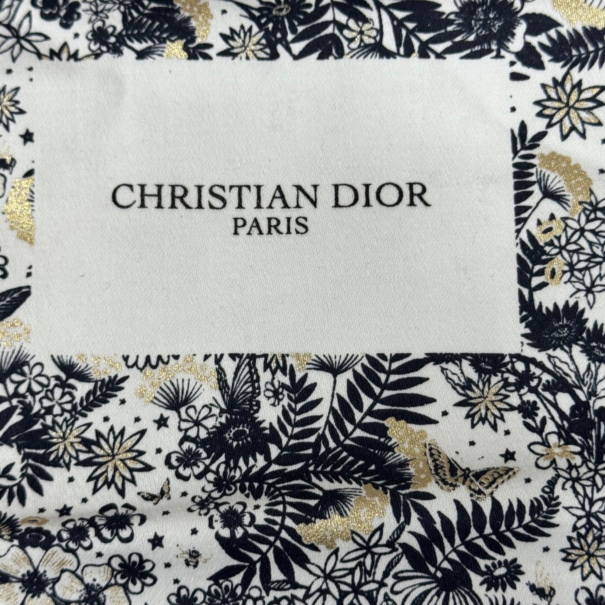 Christian Dior Paris Floral Holiday 2021 Drawstring Pouch Dust Bag Gold & Black